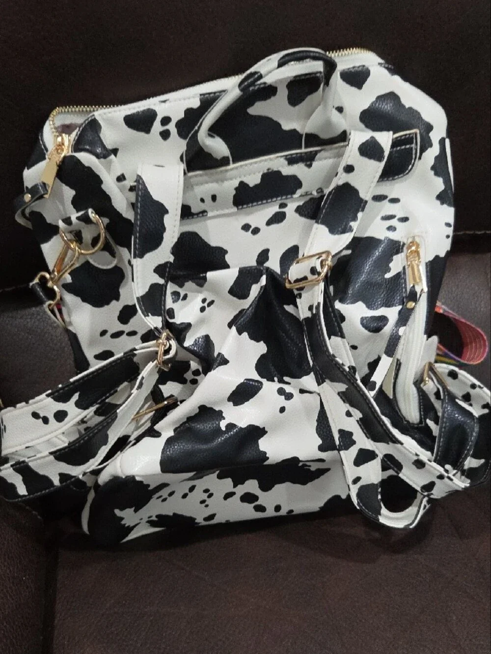 Cow Print Black & White Backpack Purse - Women Bags NWOT